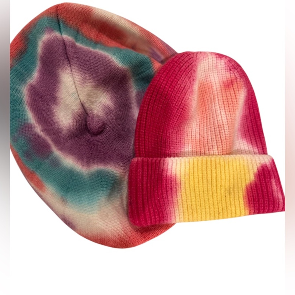 Colorful Tie-Dye Kids Beanie and floppy Beret set of two